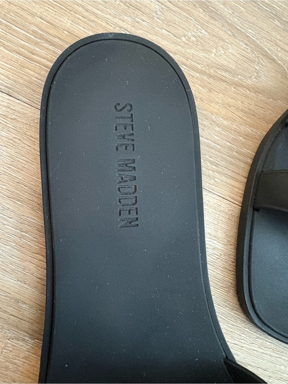 Steve Madden Black Sculpted Slide Sandals - Picture 2 of 5